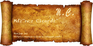 Müncz Ciceró névjegykártya